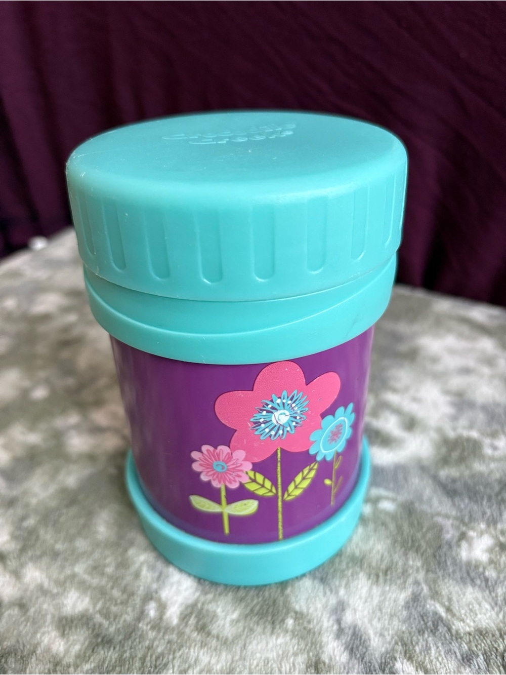 Crocodile Creek Purple Floral Insulated Stainless Steel Kids Food Jar Thermos